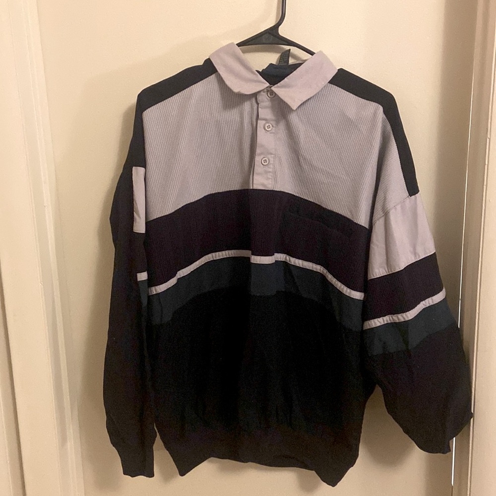 collared block long sleeve shirt